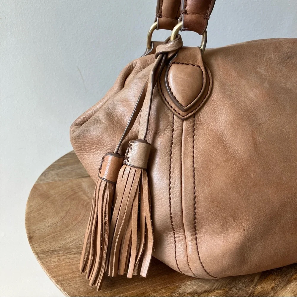 J. Crew | Leather Tassel Shoulder Satchel Bag